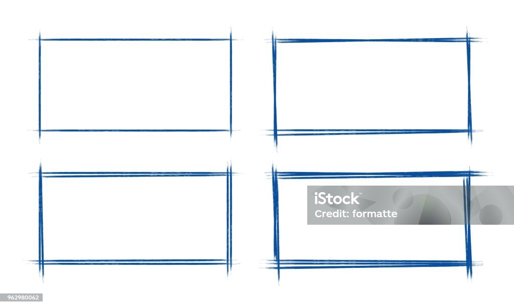 Set of hand drawn grunge style dark blue vintage ball pen rectangle doodle scribbles on white paper background Set of hand drawn grunge style dark blue vintage ball pen rectangle doodle scribbles on white paper background. Text or icons selection abstract blank frame concept mark Border - Frame stock vector