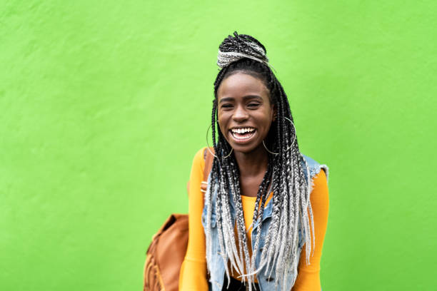 African American Woman with Dreadlocks Portrait Looking at camera dreadlocks stock pictures, royalty-free photos & images