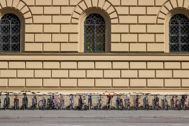 istock Many bikes on the street - front view 962983722