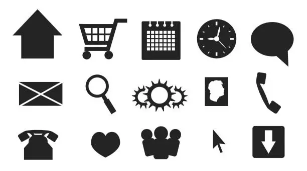 Vector illustration of Vector web and multimedia icons and buttons