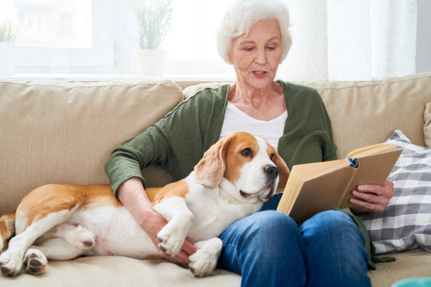 istock Senior Woman Relaxing at Home with Dog 962984134
