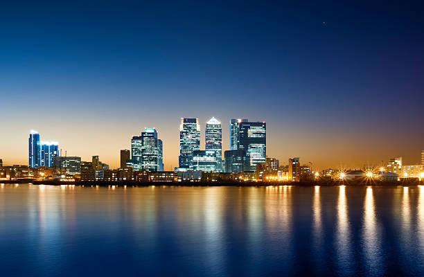 Canary Wharf, London. Canary Wharf view from O2 Arena.   canary wharf photos stock pictures, royalty-free photos & images