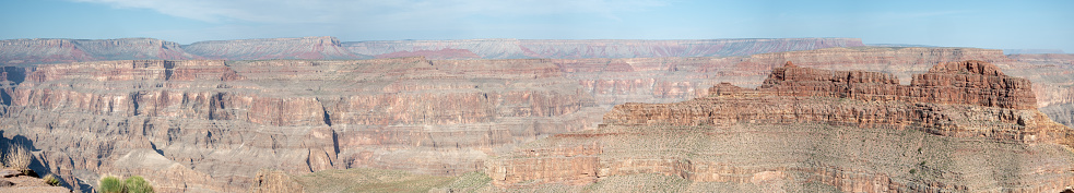 Large Panoramic View of the Red Stone Layers Forming the Grand Canyon