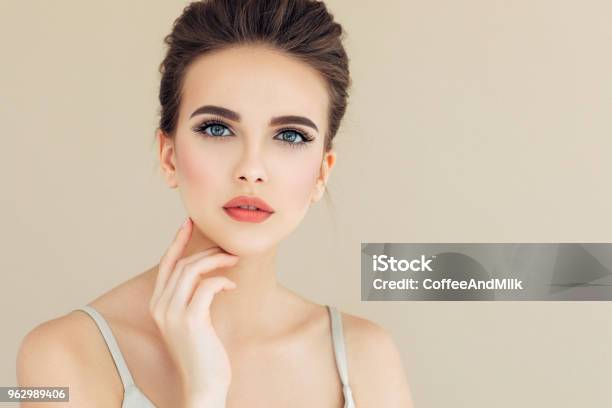 Beautiful Woman With Makeup Stock Photo - Download Image Now - Beautiful Woman, Human Face, Beauty