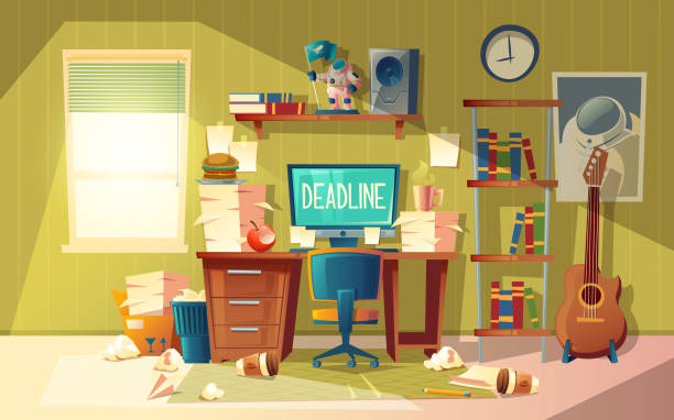 Vector Cartoon Deadline Concept For Freelance Job Stock Illustration - Download Image Now - Messy, Desk, Domestic Room - iStock Vector Cartoon Deadline Concept For Freelance Job Stock Illustration - Download Image Now - Messy, Desk, Domestic Room - iStock