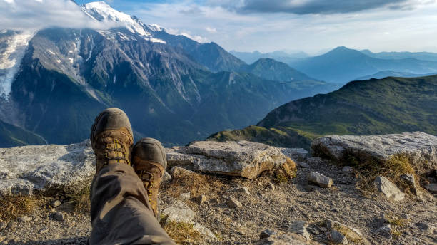 istock legs with alps background, Chamonix, France 963000368