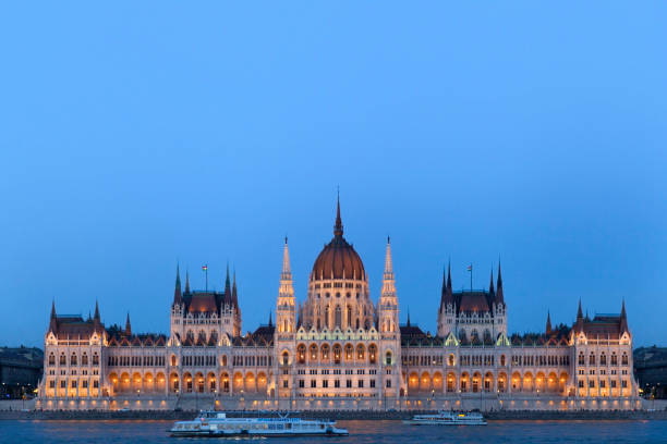 istock Hungarian Parliament illuminated at dusk 963000442