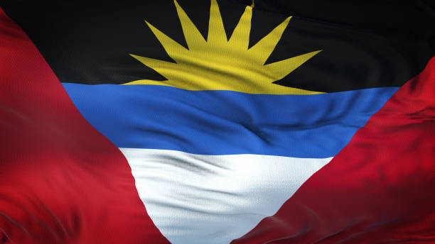 istock ANTIGUA AND BARBUDA Realistic Waving Flag Background 963012734