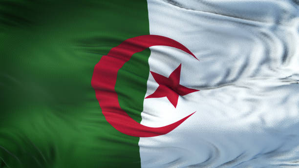 istock ALGERIA Realistic Waving Flag Background 963012750