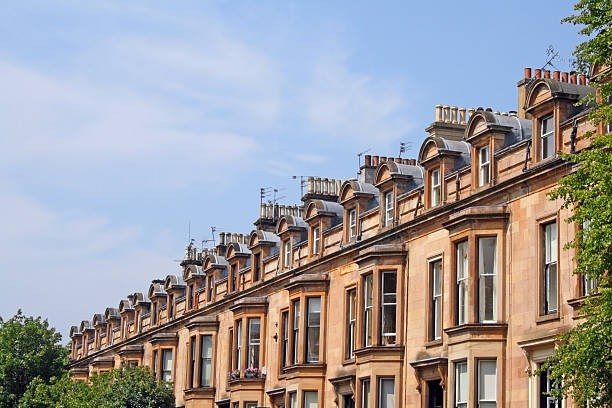 victorian tenement planos, glasgow - house real estate residential structure townhouse fotografías e imágenes de stock