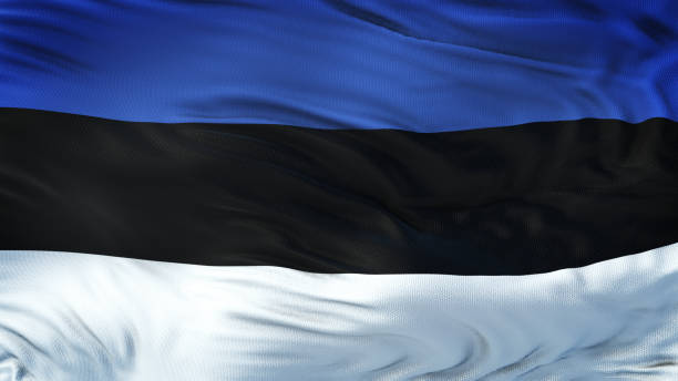 istock ESTONIA Realistic Waving Flag Background 963018194
