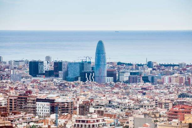 BARCELONA - MARCH, 2018: Barcelona city seen from Park Guell