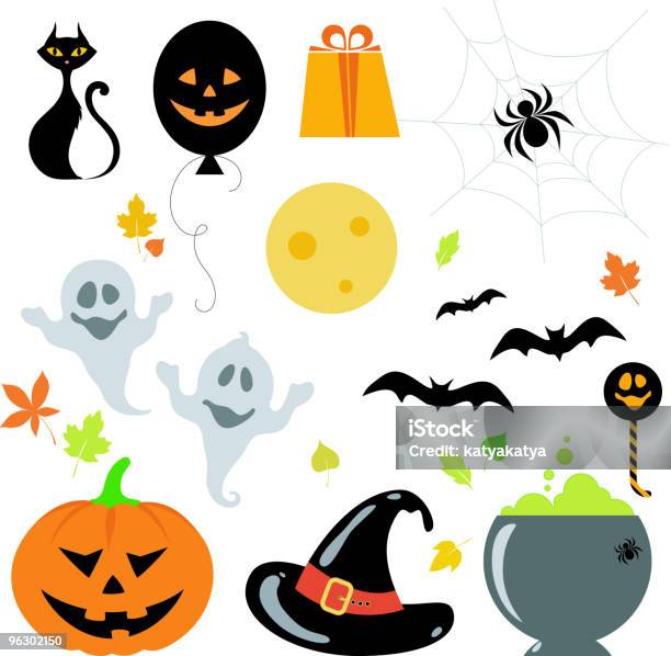 Halloween Objets Vecteurs libres de droits et plus d'images vectorielles de Halloween - Halloween, Infographie - Production artistique, Chat domestique