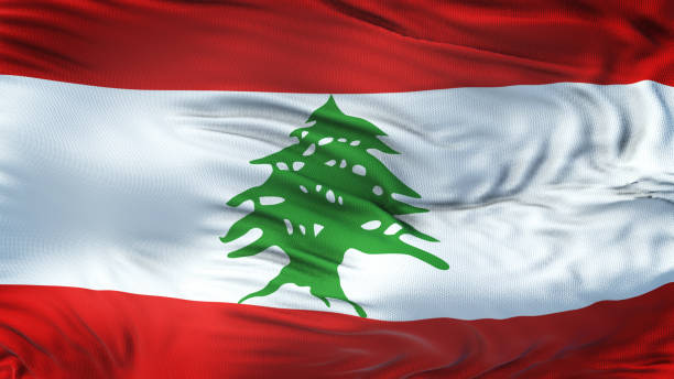 istock LEBANON Realistic Waving Flag Background 963021874