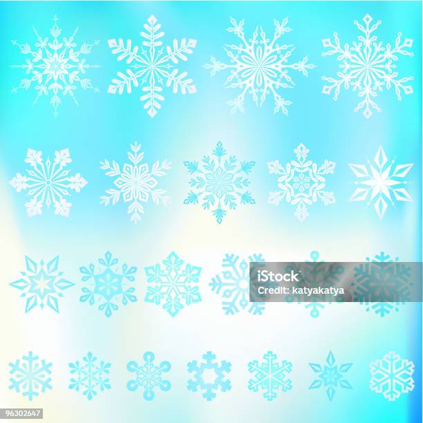 Schneeflocken Set Stock Vektor Art und mehr Bilder von Blau - Blau, ClipArt, Cool und Lässig