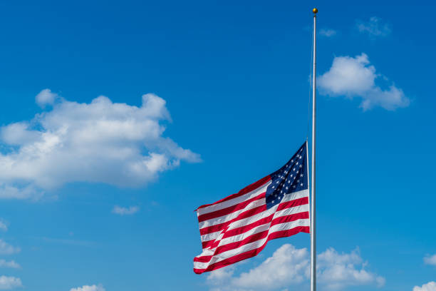 istock American Flag at half mast 963030926