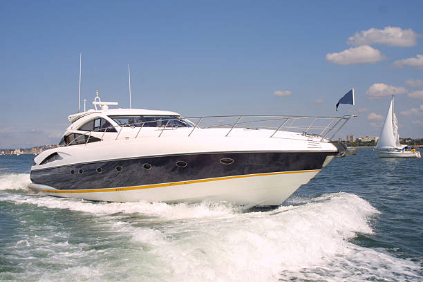 Speedboat on water on clear sunny day