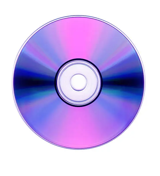 Blank Blu Ray DVD ready to burn information, isolated on white. dust and scratch free