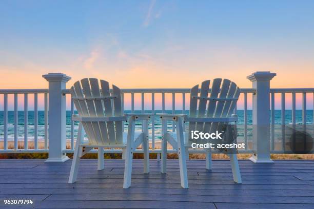 Enjoy The View Of The Ocean From A Chair While On Vacation Stock Photo - Download Image Now