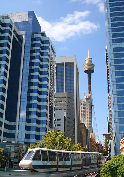 Syndey Monorail and Cityscape stock photo