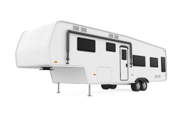 caravane isolée - motor home camping mobile home vehicle trailer photos et images de collection
