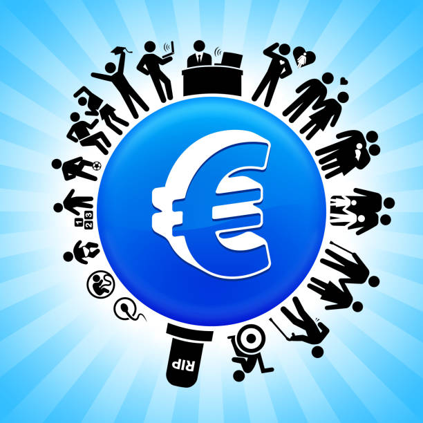 euro zeichen lifecycle phasen des lebens hintergrund - investment symbol stock exchange computer icon stock-grafiken, -clipart, -cartoons und -symbole