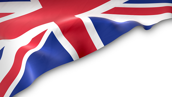 national flag of the United Kingdom waving