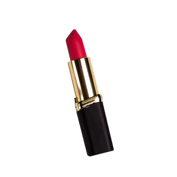 Photo of red lipstick open tube