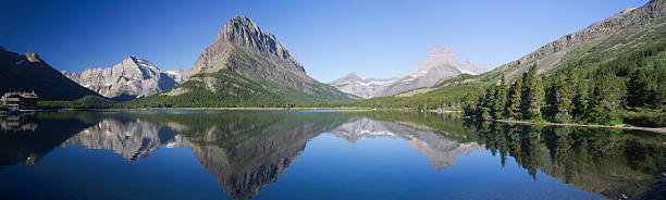 istock Landscape view of Swiftcurrent Lake with mountains 96311550