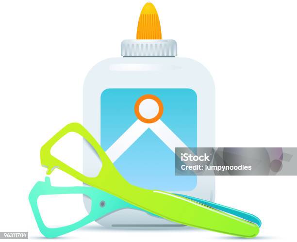 Scissors And Glue Stock Illustration - Download Image Now - Glue, Child, Scissors