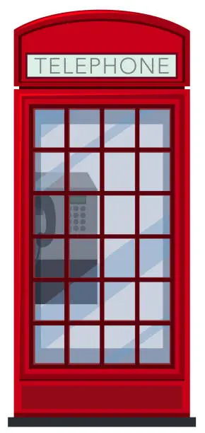 Vector illustration of A Red Telephone Booth on White Background