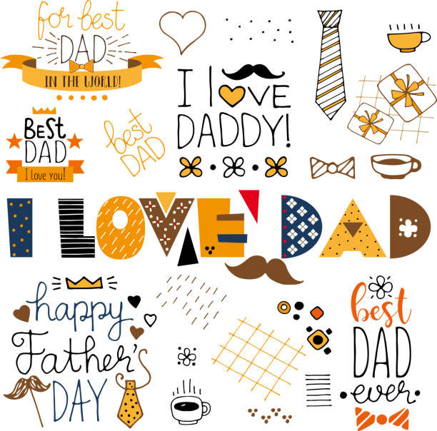 手描き幸せな父親の日落書きアイテム - day gift father fathers点のイラスト素材／クリップアート素材／マンガ素材／アイコン素材