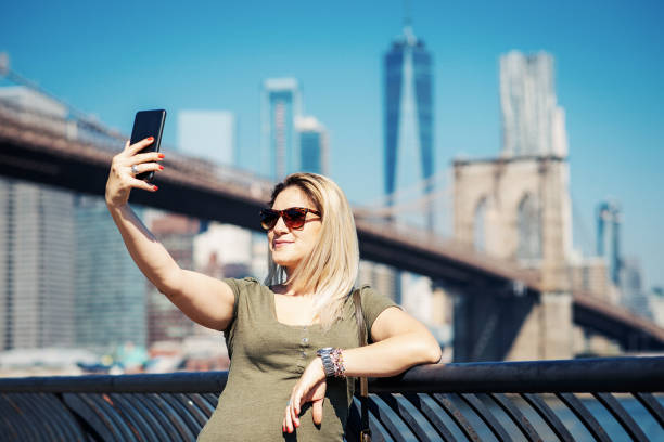 istock Toursit taking selfie with skyline in NYC 963122718