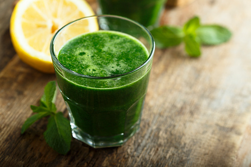 Healthy freshly made green smoothie