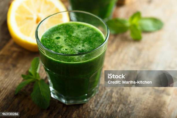 Healthy Freshly Made Green Smoothie Stock Photo - Download Image Now - Juice - Drink, Green Color, Healthy Eating