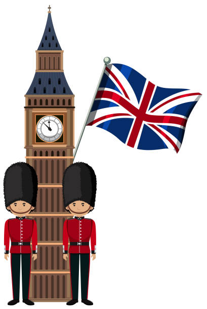 ilustrações, clipart, desenhos animados e ícones de uniforme de soldado britânico royal no bib ben tower - pele tower