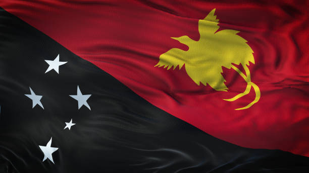 istock PAPUA NEW GUINEA Realistic Waving Flag Background 963131988