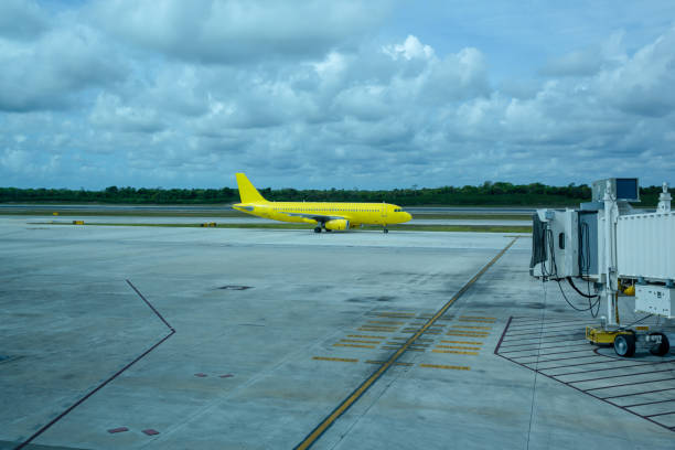 Airplane on tarmac ready to take off