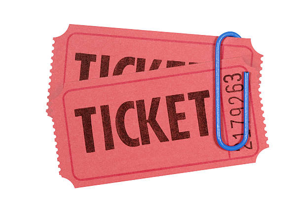 istock Red admission or raffle tickets with paperclip 96313932