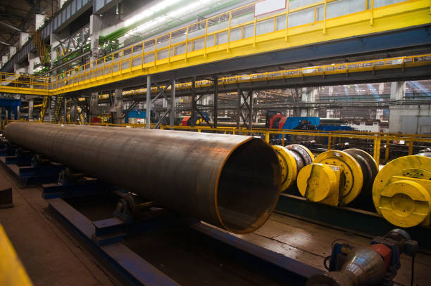 istock Manufacture of steel pipes 963140626