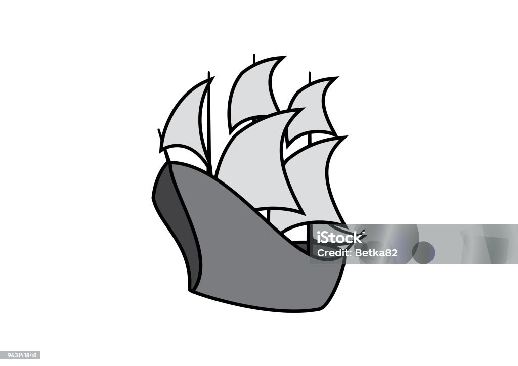 Sailing Boat vector Old sailing ship. Sailing Boat vector icon Art stock vector