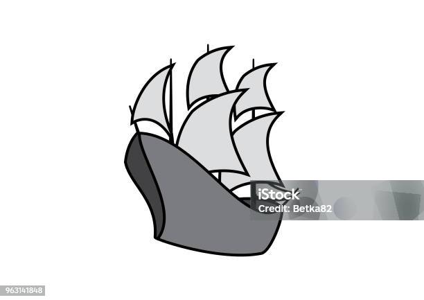 Sailing Boat Vector Stock Illustration - Download Image Now - Art, Black Color, Clip - Office Supply