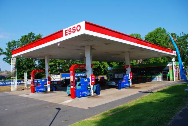 Esso petrol station, England stock photo