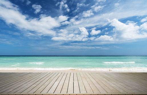 Wooden Platform With Tropical Seascape