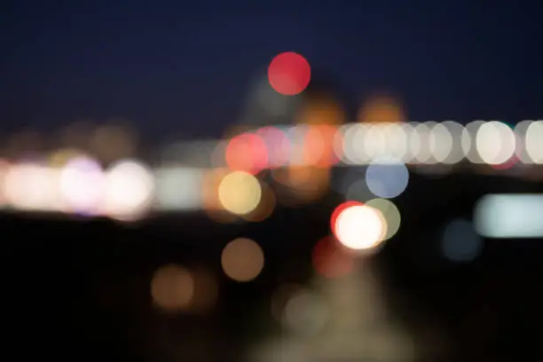 City lights in soft focus creating a bokeh effect