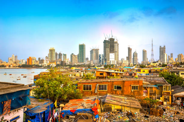 Mumbai city, India Mumbai cityscape with a big contrast between poverty and wealth, Maharashtra, India capital architectural feature stock pictures, royalty-free photos & images