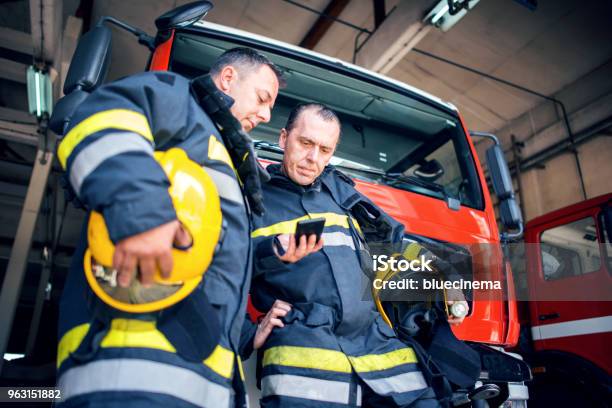 Fireman With Radio Set Stock Photo - Download Image Now - Firefighter, Emergency Services Occupation, Telephone
