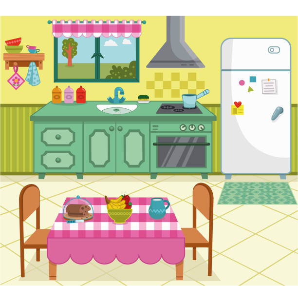 Vector illustration of a cartoon kitchen for general use. Vector illustration of a cartoon kitchen for general use. banana seat stock illustrations