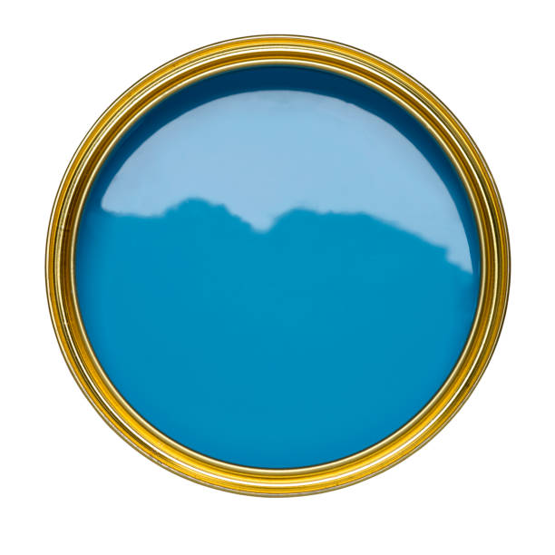 istock TIN CAN OF BLUE PAINT ON WHITE BACKGROUND 963152728