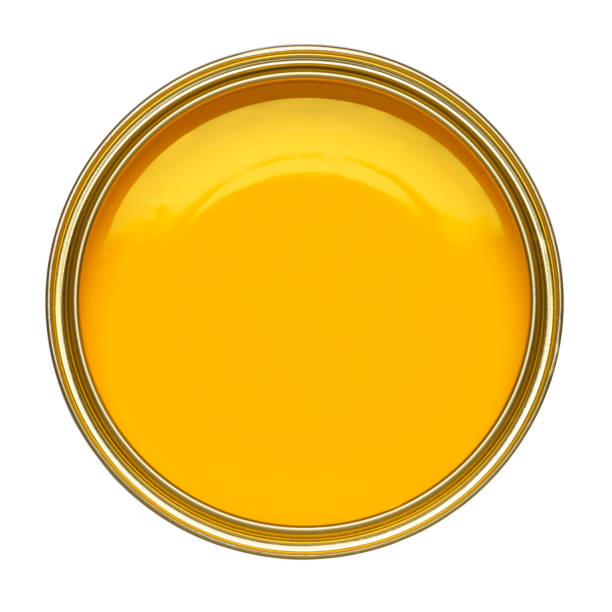 istock TIN CAN OF YELLOW PAINT ON WHITE BACKGROUND 963152996